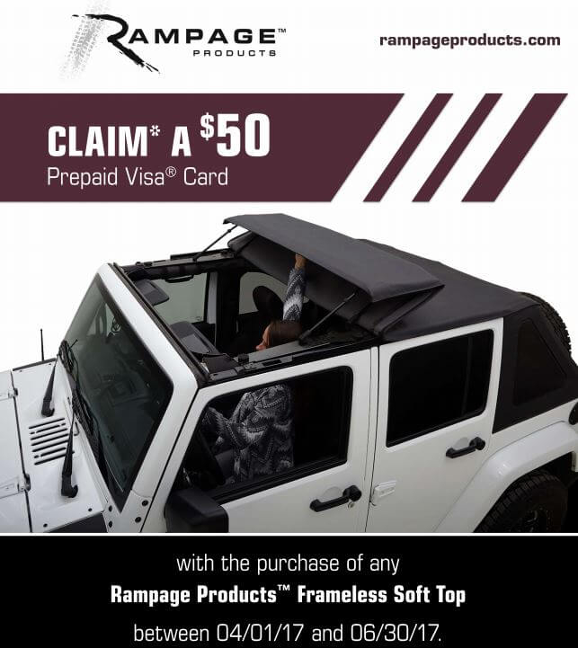 Rampage: Get a $50 Prepaid Card with Purchase of a Frameless Soft Top