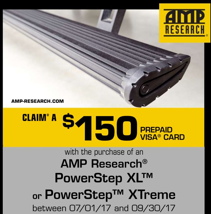 AMP Research: $150 Prepaid Visa with PowerStep XL or XTreme Purchase
