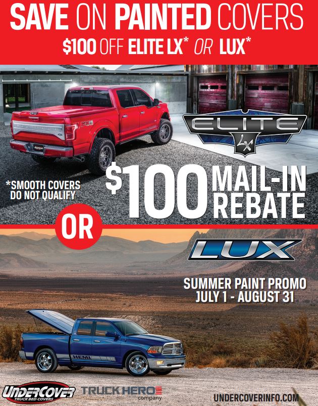 UnderCover: $100 Rebate on Painted Elite LX or LUX Truck Bed Cover