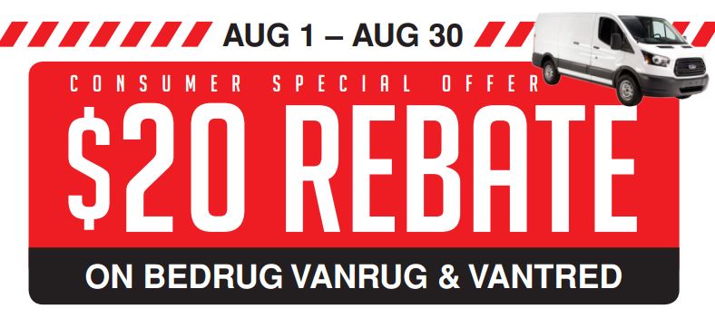 BedRug 20 Dollar Rebate on VanRug and VanTred