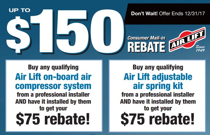 Air Lift 150 Dollar Rebate 2