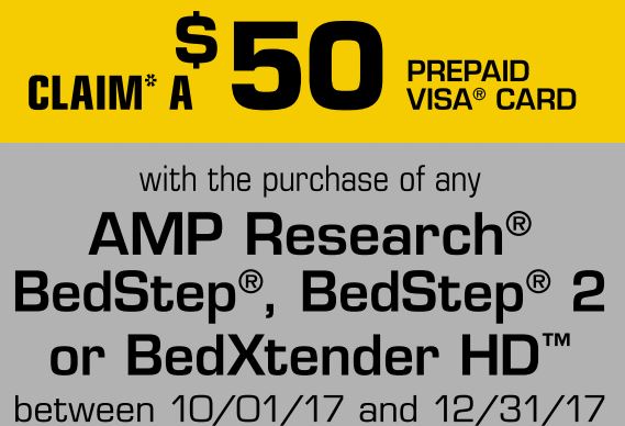 AMP Research: Get a $50 Prepaid Card with BedStep, BedStep2, or BedXtender HD Purchase
