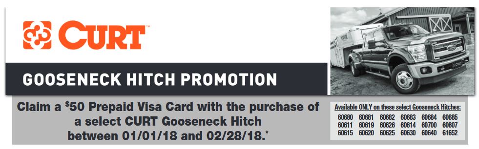 CURT: Get a $50 Prepaid Card on Select Gooseneck Hitch Purchases