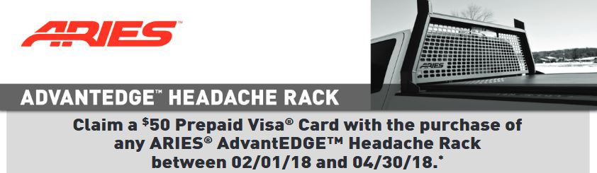 ARIES: Get a $50 Prepaid Card on AdvantEDGE Headache Racks
