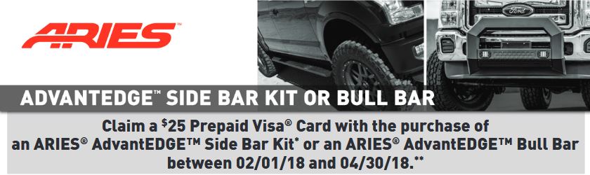 ARIES: Get a $25 Prepaid Card on AdvantEDGE Side Bar or Bull Bar Kits