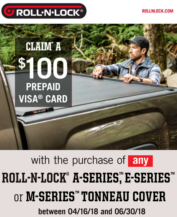 Roll-N-Lock: Get a $100 Prepaid Card on A-Series, E-Series, and M-Series Truck Bed Cover Purchases