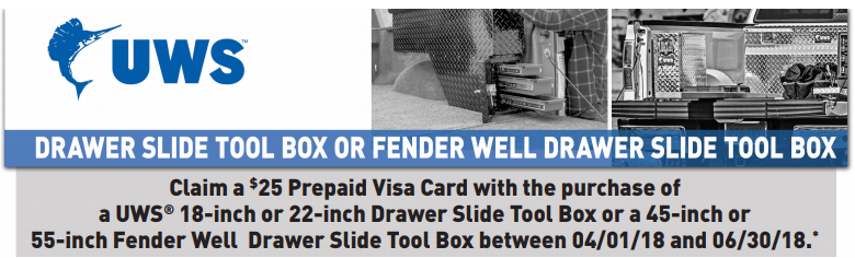 UWS: Get a $25 Prepaid Card on Select Drawer Slide and Fender Well Drawer Slide Toolboxes