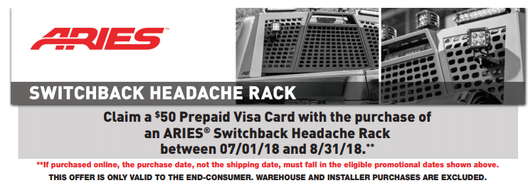 ARIES 50 Prepaid Card on Switchback Headache Racks