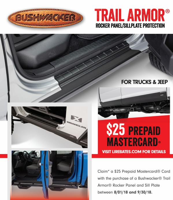 Bushwacker: Get a $25 Prepaid Card on Trail Armor Rocker Panels/Sillplates
