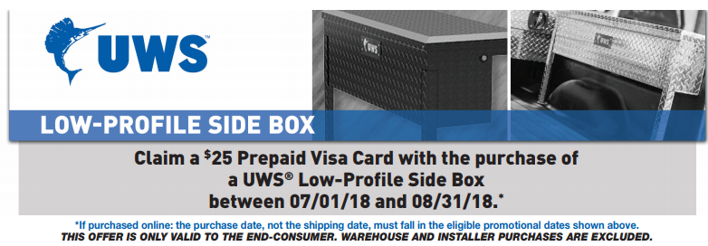 UWS 25 Prepaid Card on Low Profile Side Boxes
