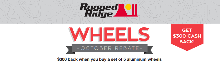Rugged Ridge $300 Back on Set of 5 Aluminum Wheels