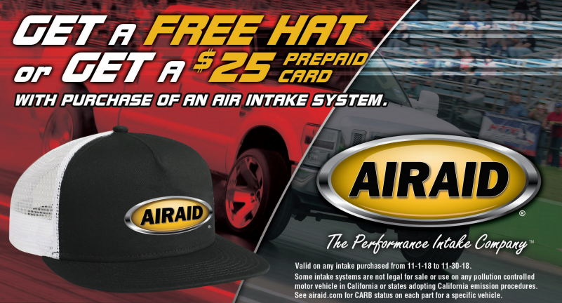 AIRAID $25 Card on Air Intake Systems