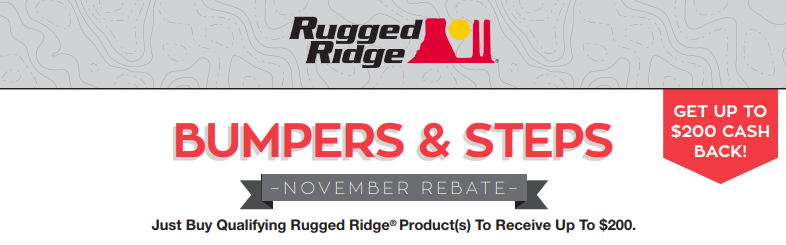 Rugged Ridge Up to $200 Back on Bumpers and Steps