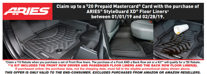 ARIES: Get a $20 Prepaid Card with StyleGuard XD Floor Liners Purchase