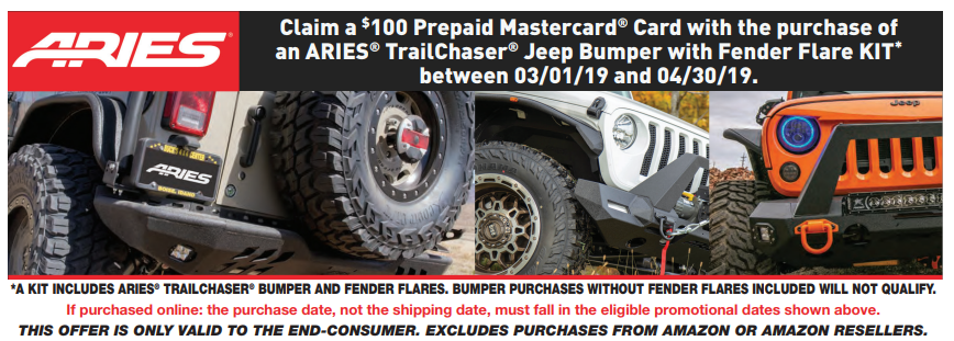 ARIES $100 Back on TrailChaser Jeep Bumper with Fender Flare Kit Purchase