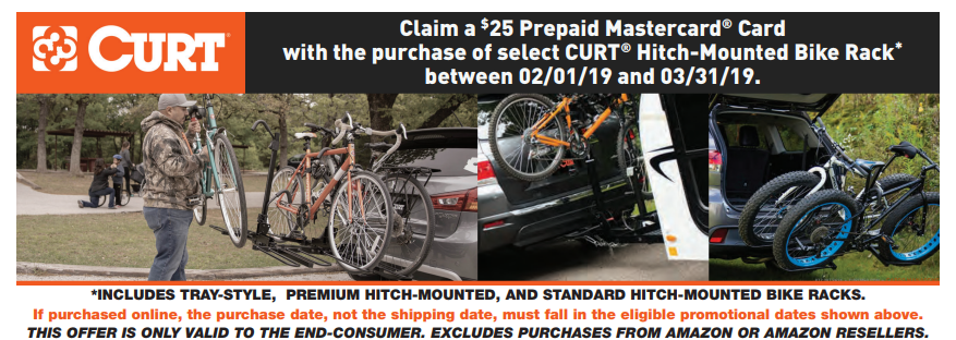 CURT: Get a $25 Card with Qualifying Hitch-Mounted Bike Rack Purchase