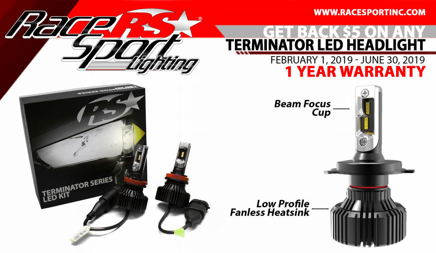 Race Sport $5 Card on Terminator LED Headlight