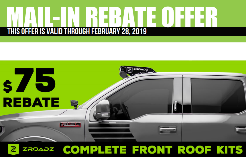 ZROADZ: Get a $75 Rebate on Complete Front Roof Kit Purchases