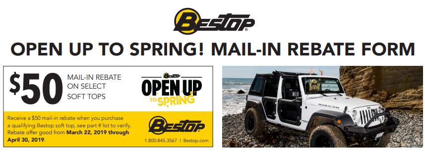 Bestop: Get $50 Back on Qualifying Soft Tops for Jeep—NOW UNTIL 5/31!